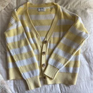 Old Navy Women's Cardigan in Yellow and White Stripes